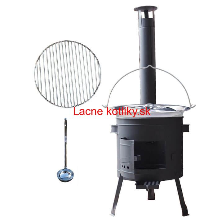 Nerezový kotlík 20 L (1,2 mm) INOX + Nerezový rošt 45 cm + nízka žiaruvzdorná kotlina 42 cm PLUS 600