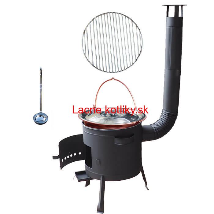 Medený kotlík 20 L (1,2 mm) + Nerezový rošt 45 cm + nízka žiaruvzdorná kotlina 42 cm PLUS 600