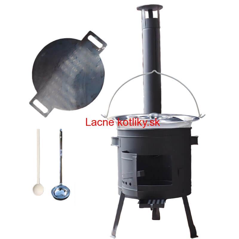 Nerezový kotlík 14 L (0,8 mm) INOX + železná panvica 38 cm UNI + kotlina 36 cm PLUS 600