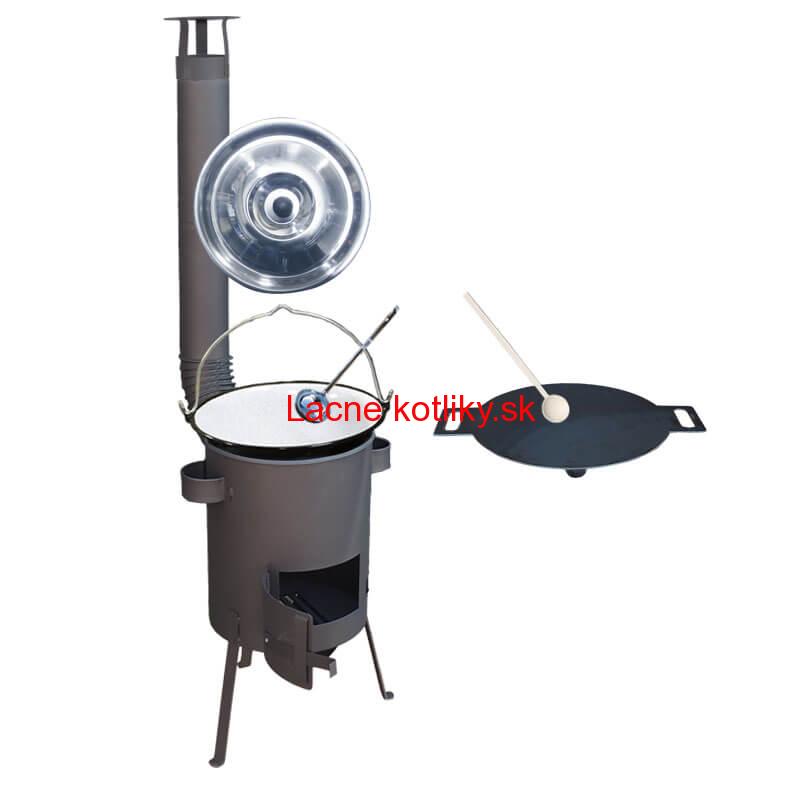 Smaltovaný kotlík 13 L + železná panvica 38 cm UNI + žiaruvzdorná kotlina 36 PLUS 600 4 MM