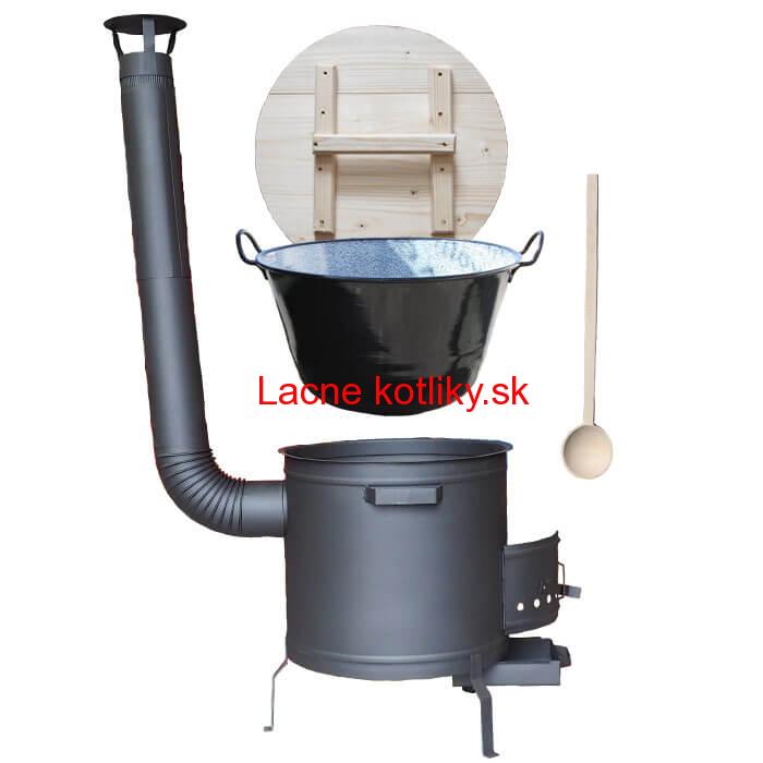 Smaltovaný kotol 100 L na zabíjačku s žiaruvzdornou kotlinou 60 cm PLUS 600 + vareška