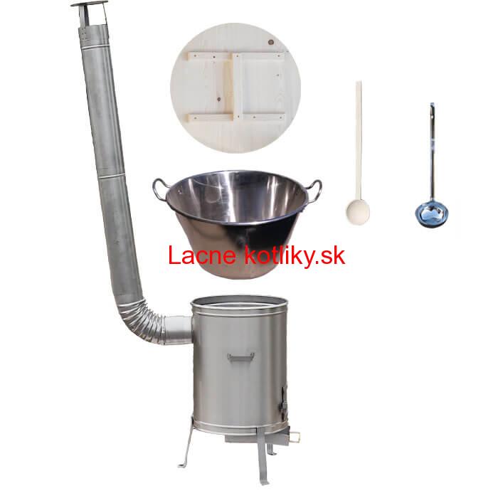 Zabíjačkový nerezový kotol 100 L + nerezová kotlina 60 cm + vareška a naberačka