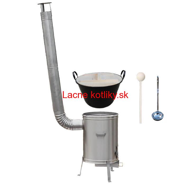 Zabíjačkový smaltovaný kotol 100 L + nerezová kotlina 60 cm + vareška a naberačka