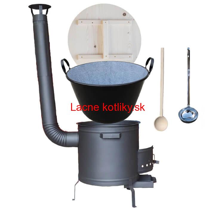 Smaltovaný kotol 100 L + žiaruvzdorná kotlina 60 cm PLUS 600 + vareška a naberačka BIG PARTY