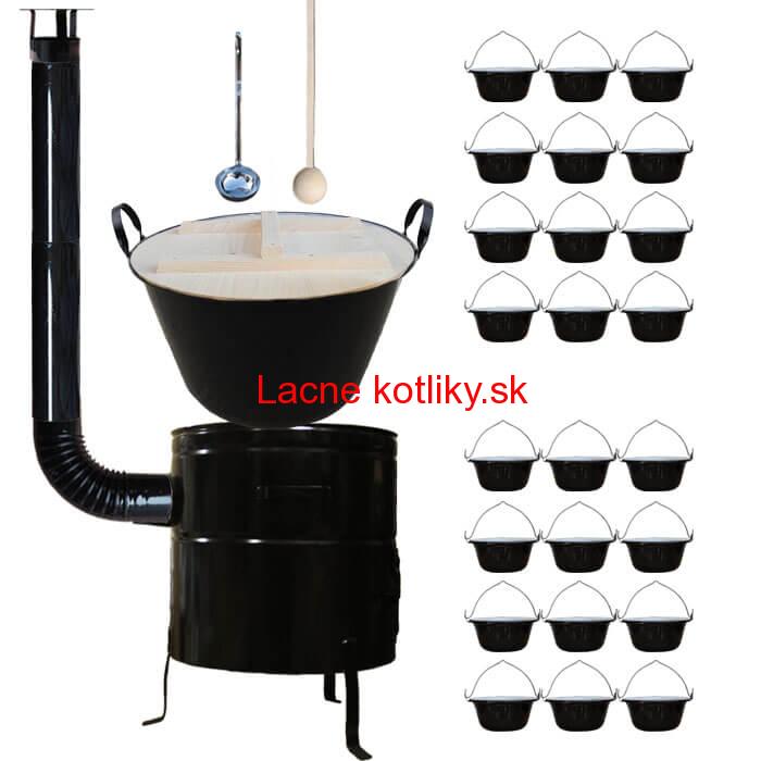 Smaltovaný kotol 100 L + servírovacie kotlíky (24 ks) + vareška a naberačka BIG PARTY