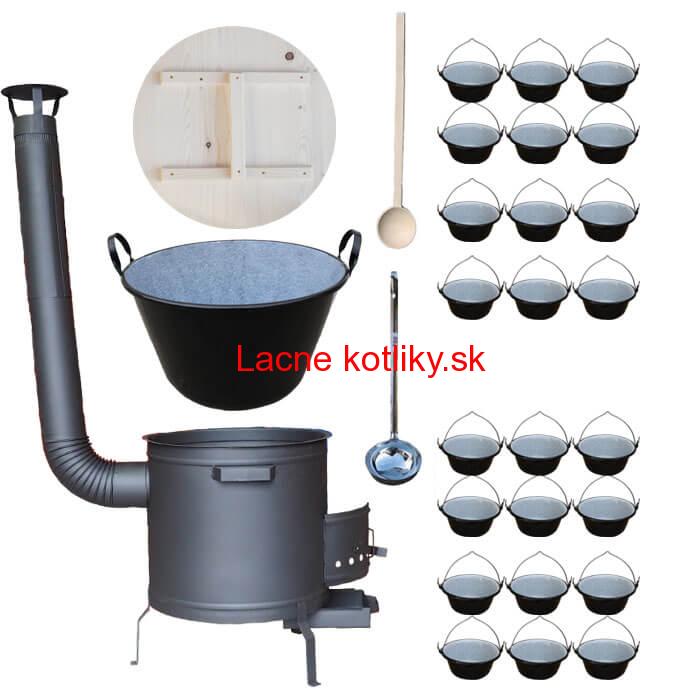 Smaltovaný kotol 100 L + servírovacie kotlíky (24 ks) vareška a naberačka PLUS 600