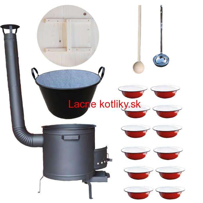 Smaltovaný kotol 100 L + smaltované taniere + vareška a naberačka PLUS 600 PLUS 600