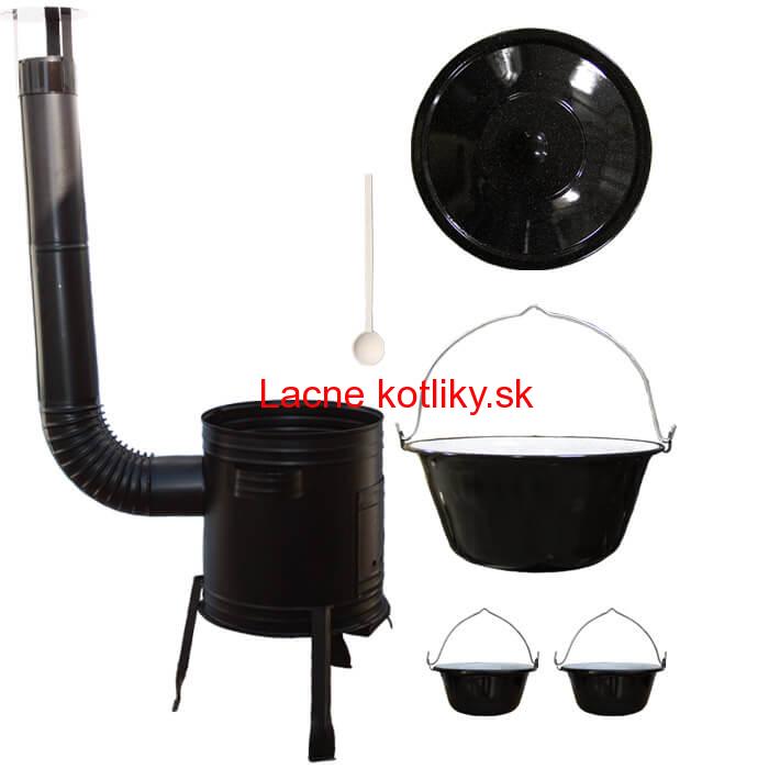 Smaltovaný kotlík 10 L (1,2 mm) + kovová kotlina 31 CLASSIC (KOV) + 2 smaltované servírovacie kotlíky 0,8 L