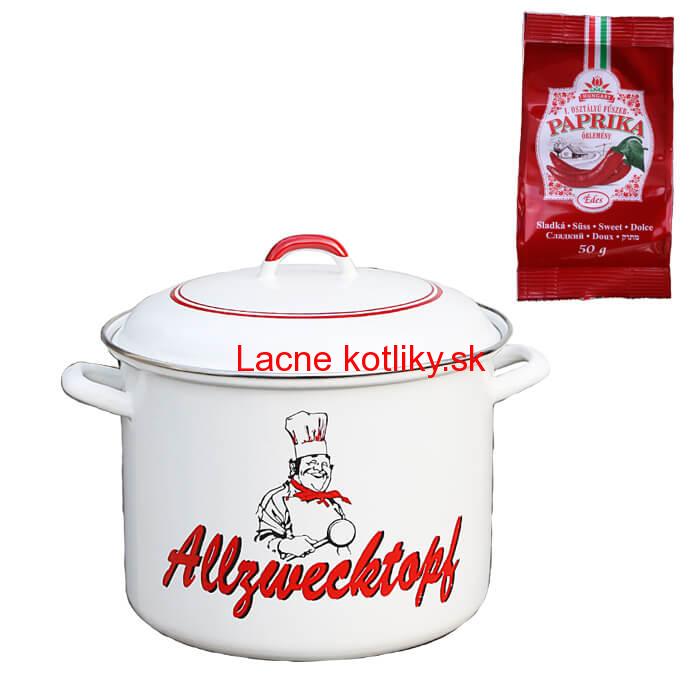 Smaltovaný hrniec s pokrievkou 13 L kuchár + sladká paprika GURMÁN 50 g