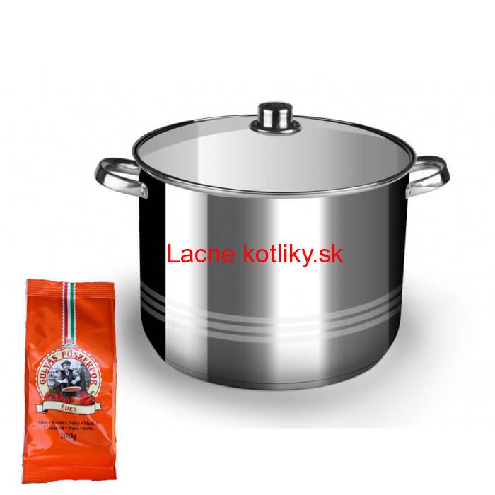 Nerezový hrniec 13 L + sklenená pokrievka + paprikové korenie na guláš - sladké 100 g