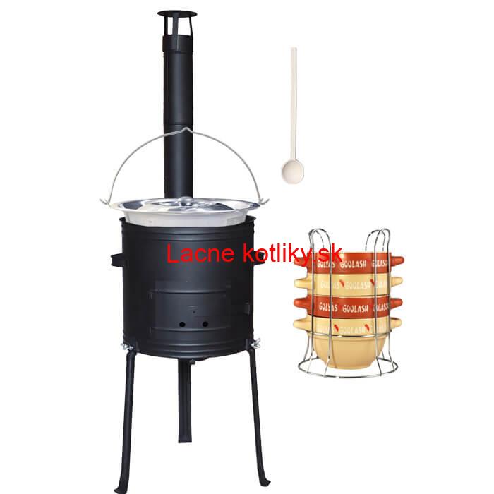 Nerezový kotlík 22 L (0,8 mm) INOX + misky na guláš 4 ks + žiaruvzdorná kotlina 42 PLUS 700