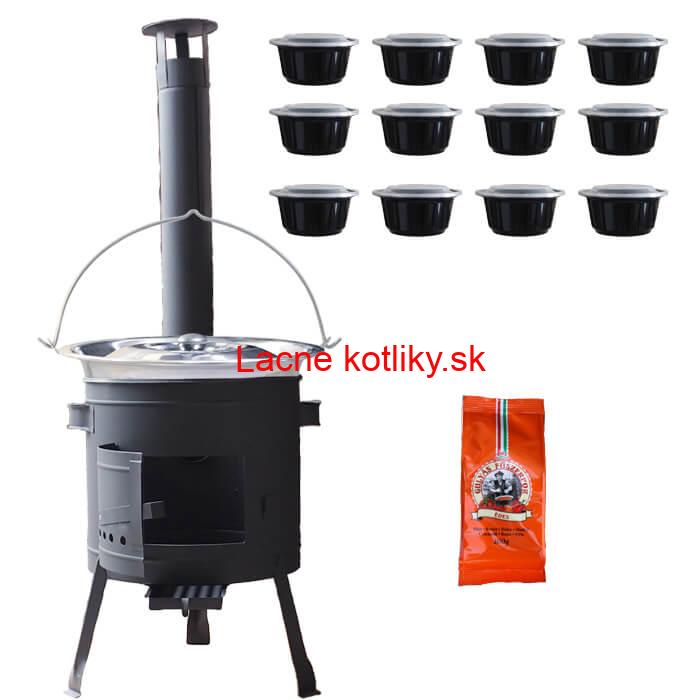 Nerezový kotlík 22 L (0,8 mm) + korenie na guláš 100 g + misky 12 ks + nízka žiaruvzdorná kotlina (0,8 mm) 42 PLUS 600