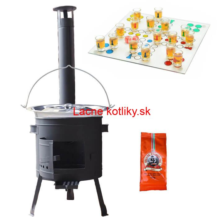 Nerezový kotlík 22 L (0,8 mm) + korenie + človeče pi už + nízka žiaruvzdorná kotlina 42 PLUS 600