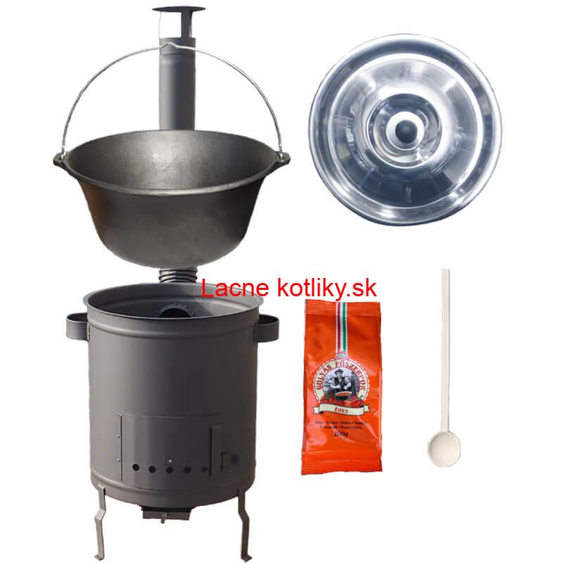 Liatinový kotlík 16 L + Hrubostenná kotlina 36 cm (1,5 mm) STRONG + žiaruvzdorná farba Plus 600