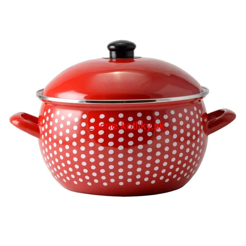 Smaltovaný hrniec 6 l červený 24 cm (bodkovaný)