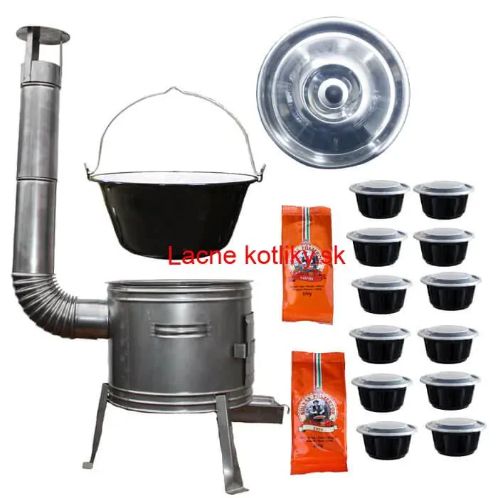 Smaltovaný kotlík 22 L (1,2 mm) + nerezová kotlina 42 cm TOPLUX + misky 12 ks + 2 x korenie na guláš 100 g