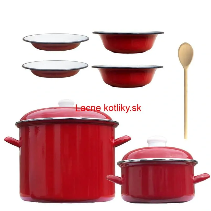 Smaltovaný hrniec s pokrievkou 5,2 l + smaltovaný kastról s pokrievkou 3 L + taniere Classic