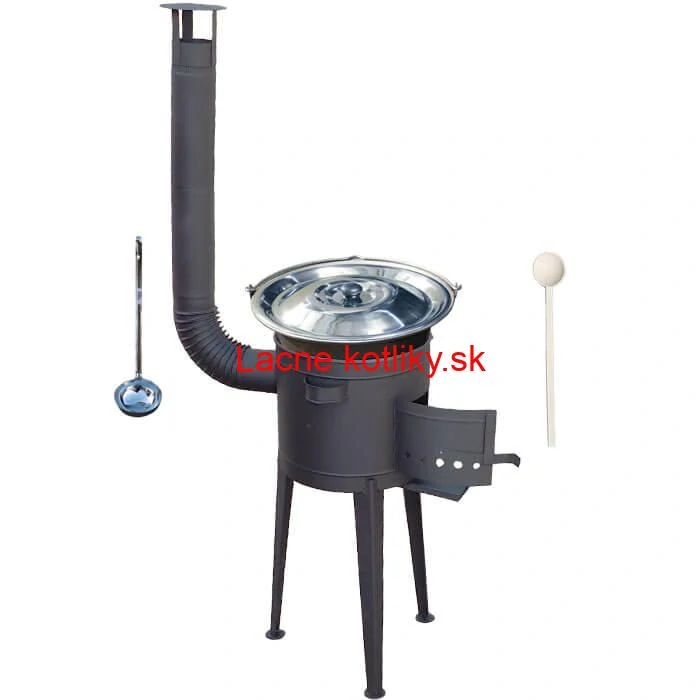 Nerezový kotlík 30 L (1,5 mm) + vysoká žiaruvzdorná kotlina (2,0 mm) HODO 47 cm PLUS 600 + vareška + naberačka