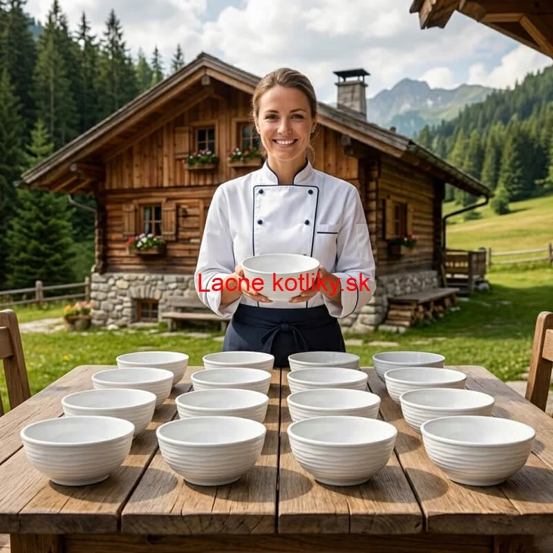 Set 6 ks: Prémiové biele misky s kamennou štruktúrou (750 ml)