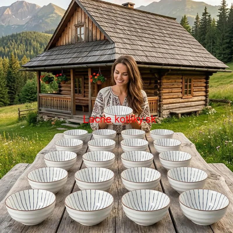 Sada 6 ks veľkých keramických misiek na guláš a polievky, 1 liter