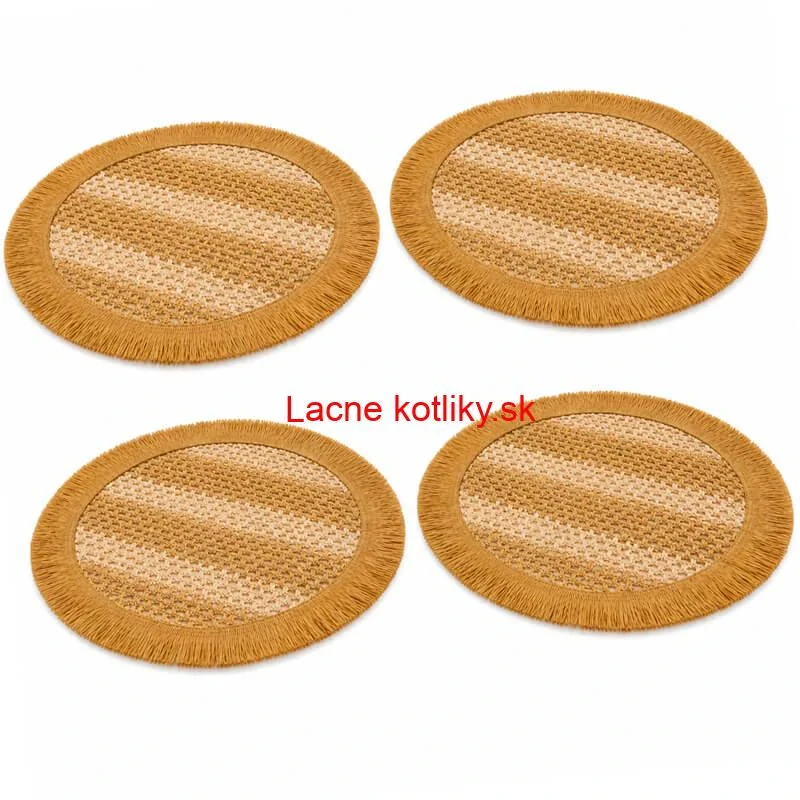 Okrúhle prírodné podložky pod tanier so strapcami 37 cm, 4 ks