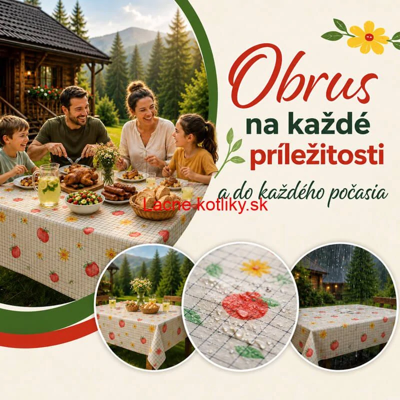 Umývateľný obrus Jablká a kvety 137 × 183 cm