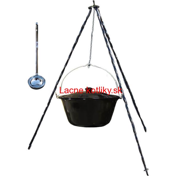 Smaltovaný kotlík 30 L + pokrievka + teleskopická trojnožka 1,40 m
