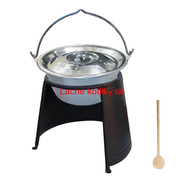 Nerezový kotlík 14 L (0,8 mm) + pokrievka + chránič plameňa