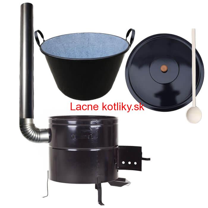 Zabíjačkový smaltovaný kotol 70 L + kovová kotlina 56 cm + dymovod