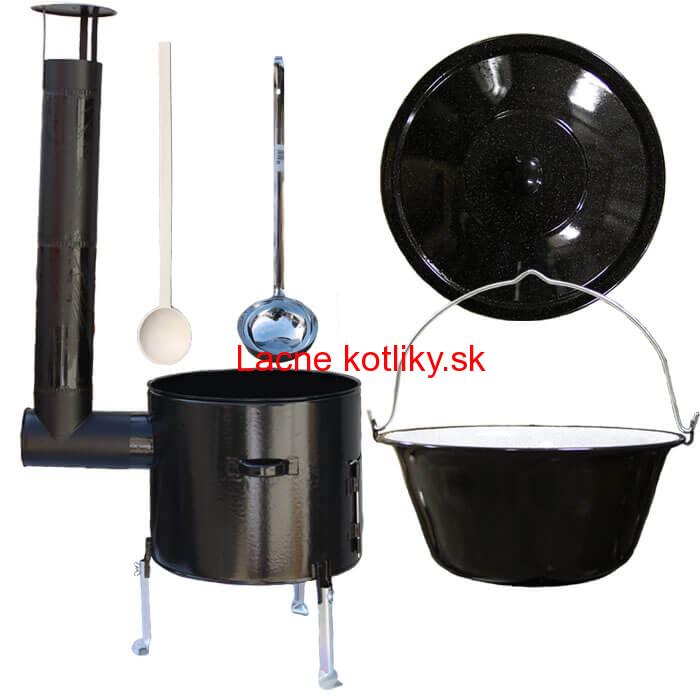 Smaltovaný kotlík 8 L (1,2 mm) + smaltovaná kotlina 31 cm + vareška a naberačka Easy party