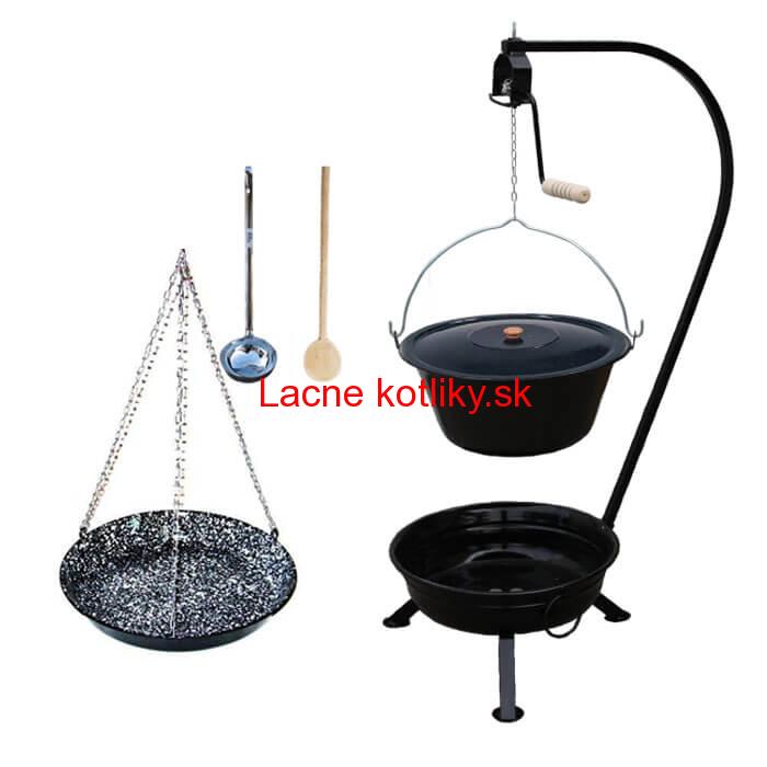 Smaltovaný kotlík 10 L (1,2 mm) + smaltovaná panvica + prenosné ohnisko