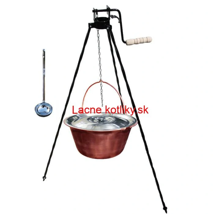 Medený kotlík 14 L (1,2 mm) + pokrievka + stojan s kladkou VAR