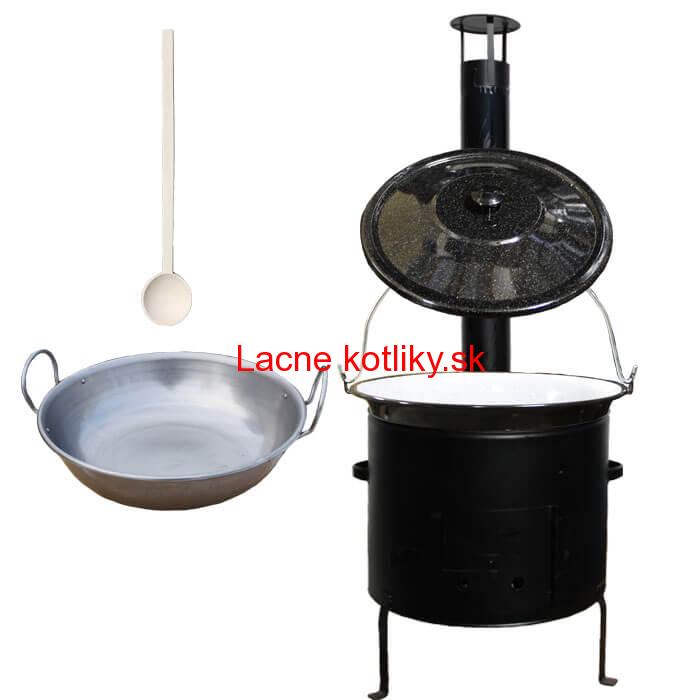 Smaltovaný kotlík 30 L (1,2 mm) + železná grilovacia panica s uškami GRILL PARTY