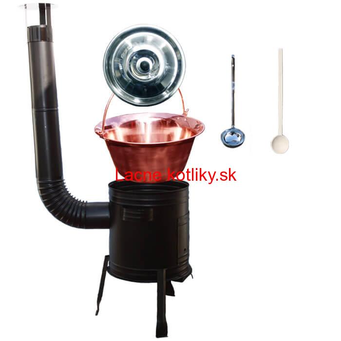 Medený kotlík 30 L (1,2 mm) + kovová kotlina 45 CLASSIC (KOV) + vareška a naberačka PARTY