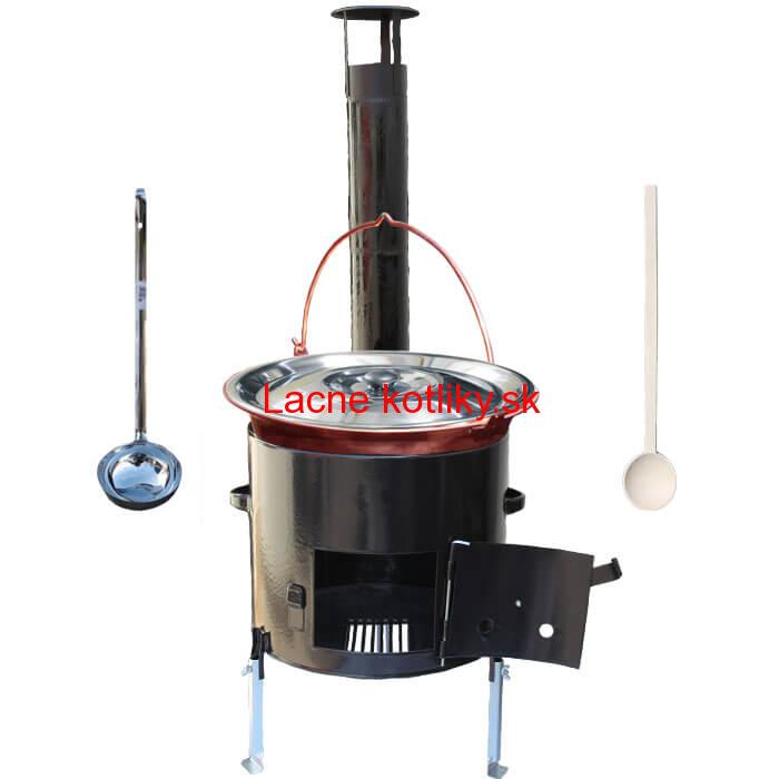 Medený kotlik 20 L (1,2 mm) + smaltovaná kotlina 39 cm + vareška a naberačka Easy party