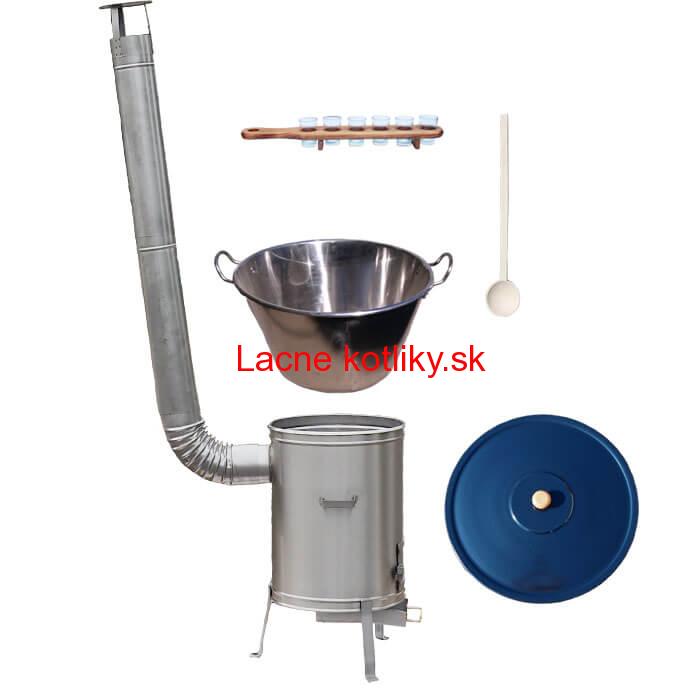 Zabíjačkový nerezový kotol 70 L + nerezová kotlina 56 cm + štamperlíky