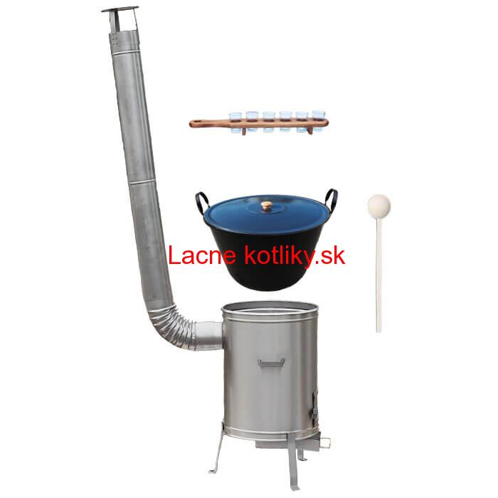 Zabíjačkový smaltovaný kotol 60 L + nerezová kotlina 53 cm + štamperlíky