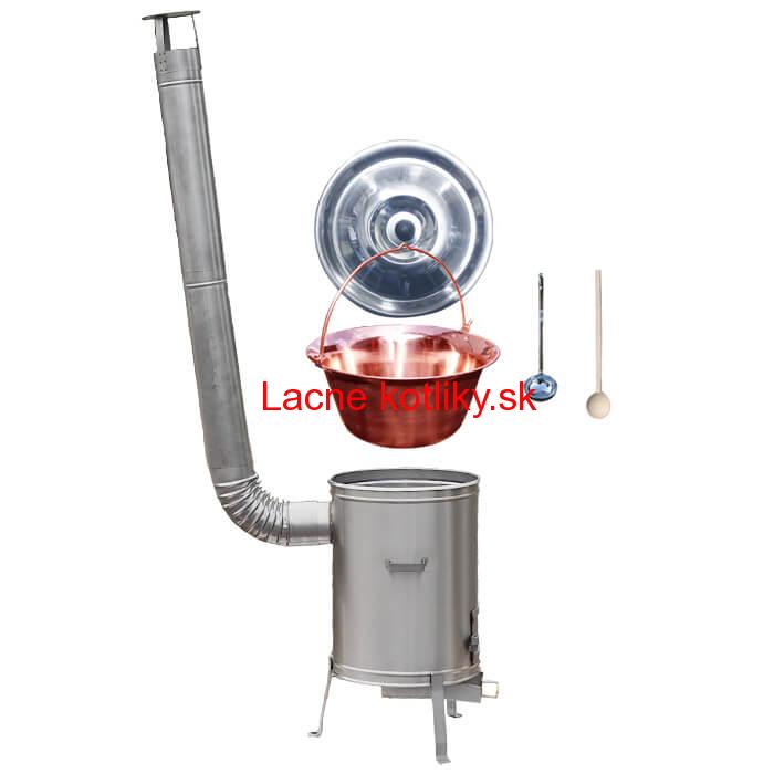 Medený kotlík 14 L (1,2 mm) + nerezová kotlina 36 cm + vareška a naberačka LUX