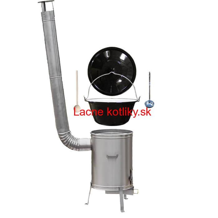 Smaltovaný kotlík 22 L (1,2 mm) + nerezová kotlina 42 cm + vareška a naberačka LUX