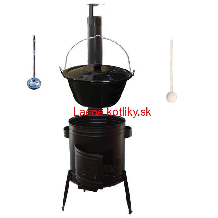 Smaltovaný kotlík 16 L (1,2 mm) + kovová kotlina 39 CLASSIC (KOV) + vareška a naberačka Easy party