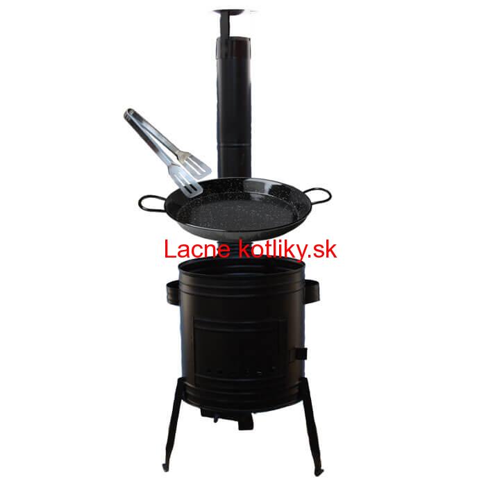 Paella smaltovaná panvica 46 cm + Kotlina 42 cm a obracačka na mäso Party