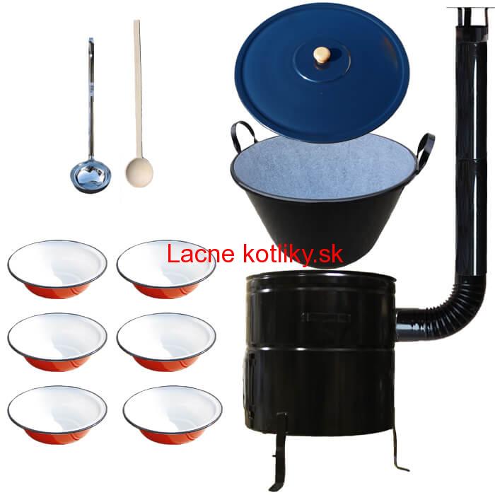 Smaltovaný kotol 50 L + smaltované taniere BIG PARTY