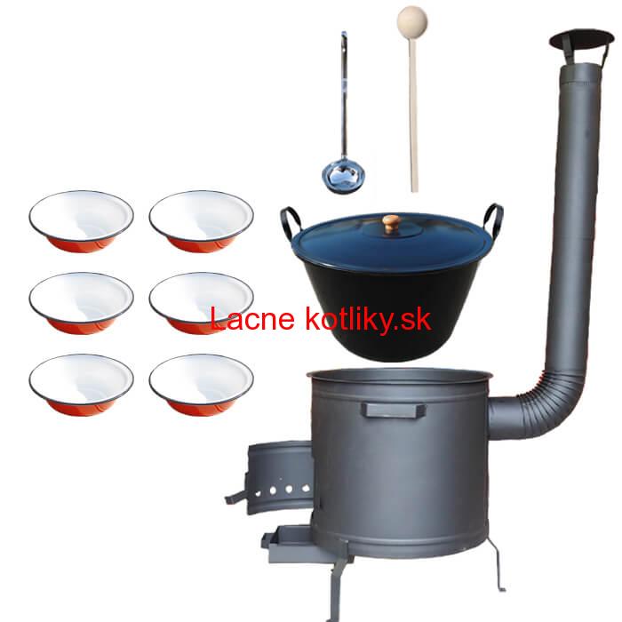 Smaltovaný kotol 70 L + smaltované taniere PLUS 600
