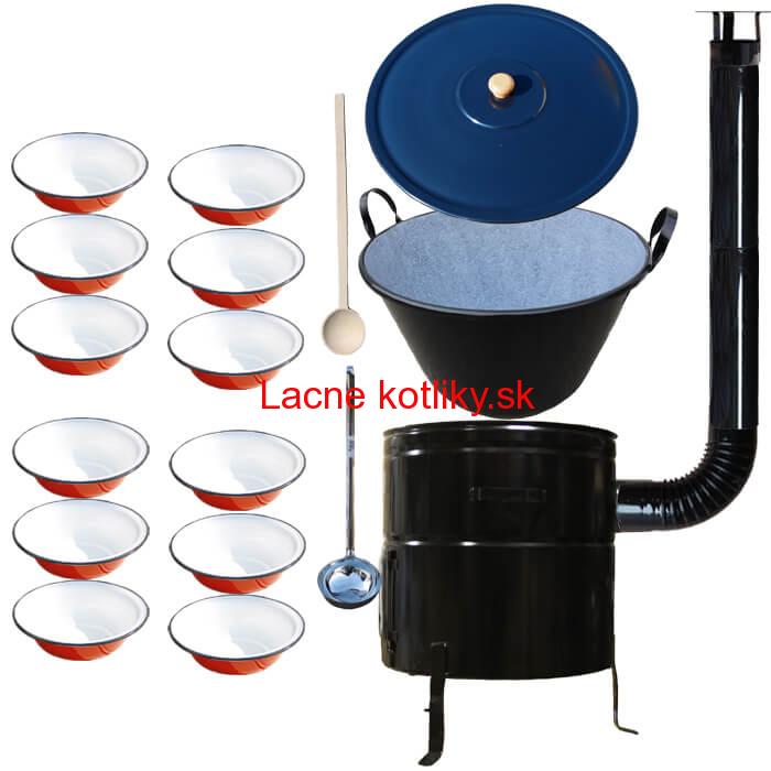 Smaltovaný kotol 80 L + smaltované taniere BIG PARTY
