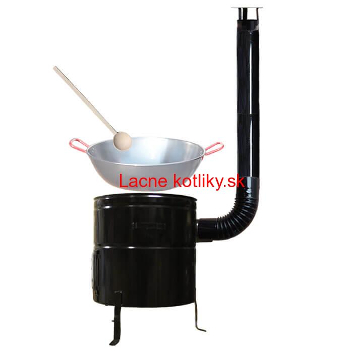 Paella panvica WOK 55 cm + kovová kotlina 53 cm a vareška