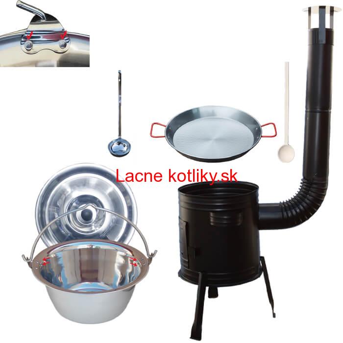 Paella oceľová panvica 38 cm s nerezovým kotlíkom 15 L (0,8 mm) a kotlinou