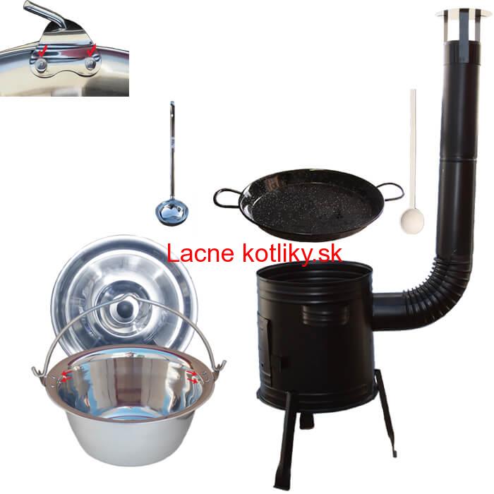 Paella smaltovaná panvica 38 cm s nerezovým kotlíkom 15 L (0,8 mm) a kotlinou