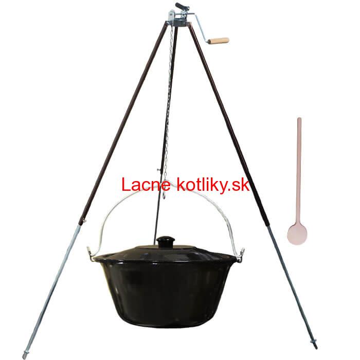 Smaltovaný kotlík 16 L (1,2 mm) + teleskopická trojnožka s poistnou kladkou + pokrievka