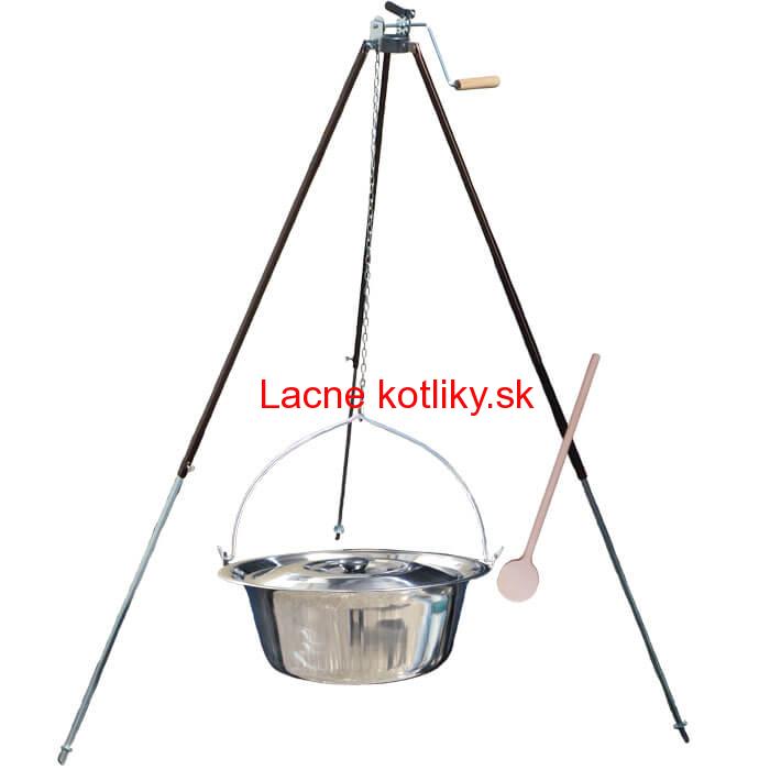 Antikorový kotlík 15 L (1,2 mm) + teleskopická trojnožka s poistnou kladkou + pokrievka