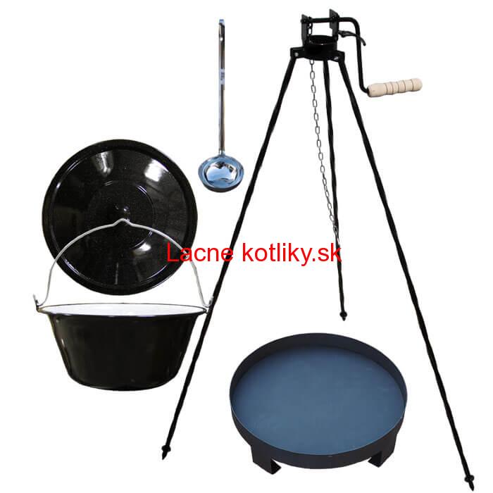 Smaltovaný kotlík 13 L (1,2 mm) + Ohnisko + stojan s kladkou VAR